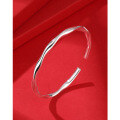 wholesale 999 Sterling Silver Mobius Strip Bracelet for Women, Small Niche Design, Solid Circle, Open-Ended Silver Bangle-0-0