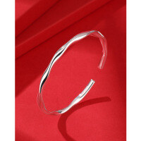 wholesale 999 Sterling Silver Mobius Strip Bracelet for Women, Small Niche Design, Solid Circle, Open-Ended Silver Bangle-Silver bracelet about 16.4 grams 999 silver
