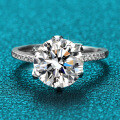 S925 Silver Classic Six-Claw 5-Carat Moissanite Solitaire Engagement Ring-0-0