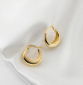 wholesale S925 Sterling Silver Heavy Craft Waterdrop Round Ear Clasp INS Niche Minimalist Curved Boat Hoop Earrings M01021-0-4