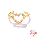 wholesale S925 Sterling Silver, K Gold Plated, INS Style Geometric Interlocking Hearts Ring with Inlaid Diamonds, Popular in Europe and America-0-6