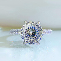 wholesale 925 Silver 5-Carat Firework Cut Aurora Six-Prong Ring for Women, Zhuozhifan Jewelry New Design-R352 White No. 5