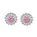 wholesale S925 Sterling Silver Moissanite Sunflower Stud Earrings, Versatile and Simple Fashion Earrings for Wholesale Live Streaming-0-7