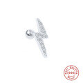 wholesale S925 Sterling Silver Single Lightning Prong-Set Diamond Threaded Ear Stud, Trendy INS Cartilage Piercing Earring-0-2