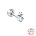 wholesale S925 Sterling Silver Geometric Square Diamond Piercing Threaded Ear Studs, an Ins-Famous Body Jewelry-0-6