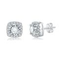 wholesale S925 Sterling Silver Luxury Square Package Moissanite Earrings with Ear Studs-0-4