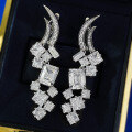 wholesale S925 Sterling Silver Fashion Banquet Style 8*10mm Rectangle High Carbon Diamond Luxury Earrings Foreign Trade Hot Seller-0-3