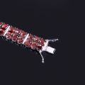 wholesale S925 Sterling Silver Elegant Three-Row Inlaid Natural Garnet Luxurious Gemstone Bracelet for Women, European and American Style-0-2
