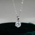 S925 Sterling Silver 1-Carat Moissanite Classic Six-Prong Pendant Necklace Wholesale-0-0