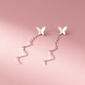 wholesale S925 Sterling Silver Fresh and Sweet Ins Style Small and Unique Design Exquisite Butterfly Wave Ear Thread M06706-0-2