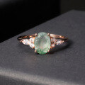 wholesale 925 Sterling Silver Plated with 18k Gold, Small Unique Square Oval Gemstone Ring, Natural Moss Agate Ring-0-3