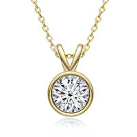 S925 Silver D Color Moissanite Classic Halo Pendant Necklace-Small bubble necklace [K gold] 8.0mm  925 silver