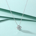 wholesale 925 Silver Four-Leaf Clover Necklace, Women's Small and Unique Design, Light Luxury Zircon Pendant, Collarbone Chain with Full Diamonds, High-End Feel-0-1