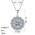 S925 Sterling Silver Moissanite Sunflower Pendant Necklace-0-3