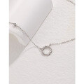 wholesale 925 Sterling Silver Diamond-Encrusted Circle Necklace for Women, Minimalist and, High-End Design Collarbone Chain, 520 Valentine's Day Gift for Girlfriend-0-3