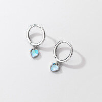 wholesale S925 Sterling Silver Heart-shaped Synthetic Ear Clasp for Women, Korean-style Simple and Sweet Heart Earrings M02492-S925 silver pair pink 925 silver