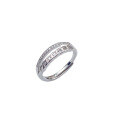 wholesale S925 Sterling Silver Minimalist Chain Row of Diamonds Double Layer Ring for Women, Ins Style Trendy Design, Niche and Versatile-0-4