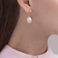 wholesale S925 Sterling Silver Beaded Pearl Ear Clasp Drop Shape Fashion Minimalist Elegant Temperament High-End Earrings-0-3