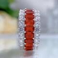 wholesale S925 Silver High-Carbon Simulated Diamond Pigeon Blood Red Mixed Diamond Full Diamond Row Ring for Women Fashion Style-0-2