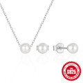 wholesale 925 Sterling Silver New Pearl Earring and Necklace Set, Clavicle Chain, Korean Style-0-6