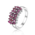 wholesale S925 Sterling Silver Cross-Border Sourced Natural Tourmaline Ring Triple Row Colored Gemstone Statement Ring for Style-0-7