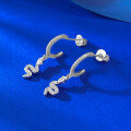 wholesale S925 Sterling Silver Exquisite Full Diamond Snake Stud Earrings, Luxury Design, Fashionable and Elegant, Live Streaming Collection for Women-0-2