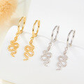wholesale 925 Sterling Silver Small Animal Snake-shaped Hoop Earrings with Crinkled Design, Unique and Minimalist Style-0-1