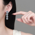 S925 Sterling Silver Moissanite Long Tassel Earrings for Women, Exaggerated Luxury Party Style-0-2