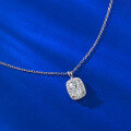 wholesale S925 Silver 2ct Cushion Cut Necklace, Daily Light Luxury Style, Simulated Diamond Pendant, Dropshipping-0-3