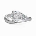 wholesale S925 Sterling Silver Cross-Border Teardrop Moissanite Ring for Women, Light Luxury Advanced Sense Fashion Pear-Shaped Smooth Shank Band-0-4