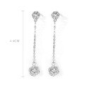 wholesale S925 Sterling Silver Korean-style Hollow Floral Dangle Earrings for Women, Small Niche Design Long Tassel Earrings, Versatile for Pierced Ears-0-5