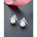 wholesale 925 Sterling Silver Snow Queen Pearl Earrings, Australian White High-Luster Pearls, Fashion Design, Light Luxury High-End Stud Earrings-0-0