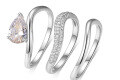 wholesale S925 Silver Set of Three Drop-Shaped Moissanite Stackable Ring Set, Hot Sale in Live Streaming, Wholesale-0-6