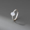 wholesale S925 Sterling Silver Nalan Simple Oval Geometric Synthetic Chalcedony Fashion Adjustable Ring R02273-0-2