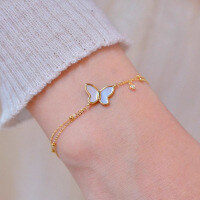 wholesale S925 sterling silver butterfly versatile small batch unique French-style luxury ankle chain for women's daily commute fashion-BS0002-Gold>925 Silver