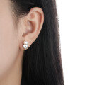 wholesale S925 Sterling Silver 675 Natural Pearl Diamond Inlaid Heart Earrings Women Aloof Style Small Ins Style Textured Heart-shaped Earrings-0-2