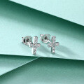wholesale S925 Sterling Silver Small Cross Earrings for Women, Unique Design Fashion Perfect Ten Earrings, European and American Style Earrings-0-3