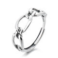 wholesale S925 Sterling Silver Korean Version Ins Style Simple Line Loop Wrapped Irregular Versatile Open Ring-0-5