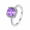 wholesale S925 Sterling Silver 1-carat Classic Square Solitaire High-end Moissanite Ring for Women, Niche Jewelry Silver Accessories-0-4