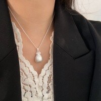 wholesale S925 Sterling Silver Lucky Bag Necklace for Women, Small and Exquisite, Minimalist Luxury, High-End Sense Collarbone Chain, Korean Style, New Trend-Sterling silver