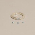 wholesale S925 Sterling Silver Brushed Aquamarine Ring for Women, Minimalist Style, Niche Design, with a Unique Matte Textured Finish for an Index Finger-0-0
