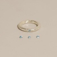wholesale S925 Sterling Silver Brushed Aquamarine Ring for Women, Minimalist Style, Niche Design, with a Unique Matte Textured Finish for an Index Finger-925 Silver US 8 (Hong Kong 16-18)