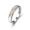 wholesale 18K white gold and 9K yellow gold Sun Moon new Rui Li ring for women, two-tone niche design with matte finish, customizable couple's ring-0-4