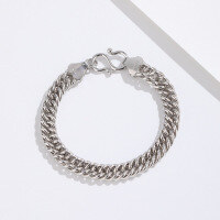 wholesale S925 Sterling Silver Niche Design Cuban Chain Bracelet for Men, Women, and Children, Stylish and Personalized Baby Equestrian Whip Bracelet-12.5cm/10.3g 925 silver