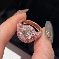 wholesale Rose gold-plated S925 sterling silver gradient pink sapphire diamond high-end custom ring for women, luxurious diamond ring-Rose Gold>US Size 8 (Hong Kong 16-18)