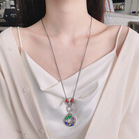 wholesale S925 Sterling Silver Hollowed Out Resin Enamel Lotus Flower Leaf Koi Fish DIY Pendant Accessory Retro Ethnic Style-148PM/single pendant about 9.5g