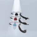 wholesale Designer-style natural heart gemstone ring with tassels, uniquely designed for a niche and sophisticated look 925 silver black onyx ring-0-1