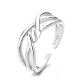 wholesale S925 sterling silver multi-layer twisted open ring, trendy and stylish luxury fashion statement piece-0-4