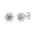 wholesale 18K Gold Plated 925 Sterling Silver 1 Carat Snowflake Style Moissanite Stud Earrings for Women, Simulated Diamond Earrings-0-4