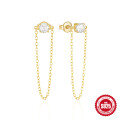 wholesale 925 Sterling Silver Hot-Sell Pearl and Diamond Drop Earrings with Chain Tassel-0-5